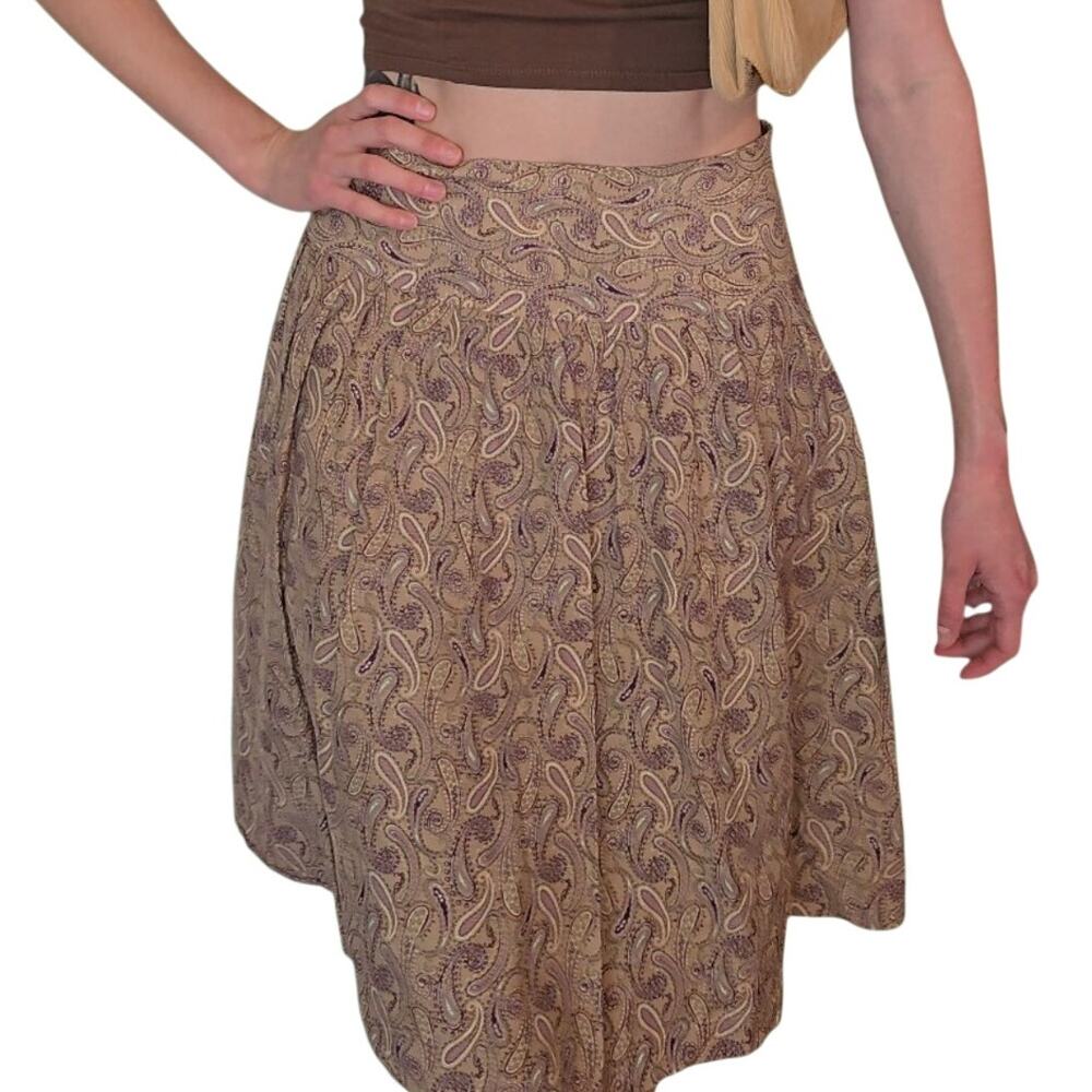 Vintage Y2k George Brown Paisley A-Line Skirt Size 6
